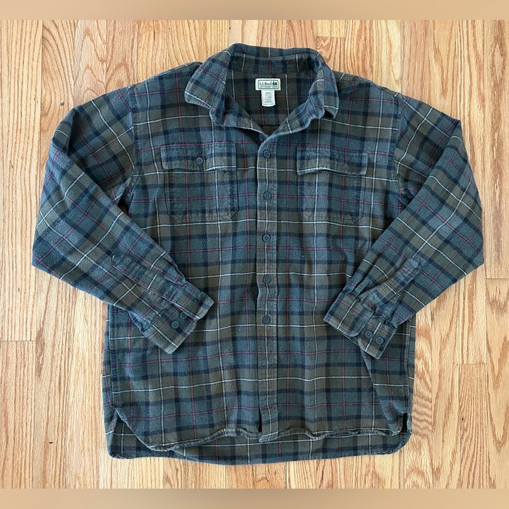 L.L. Bean Men's Plaid Shirt - Green and Blue